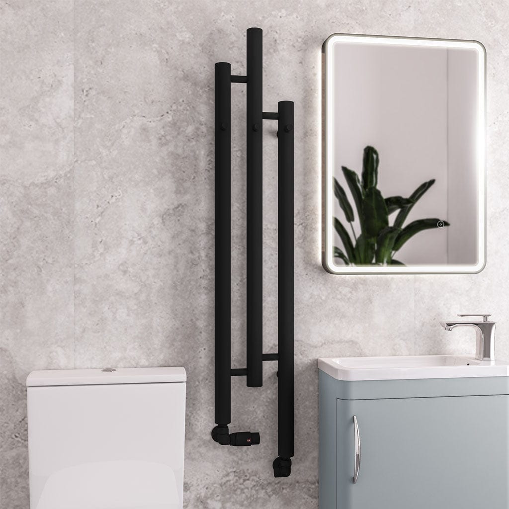 Eastbrook Designer Towel Radiators Eastbrook Portchester Vertical Designer Radiator in Matt Black