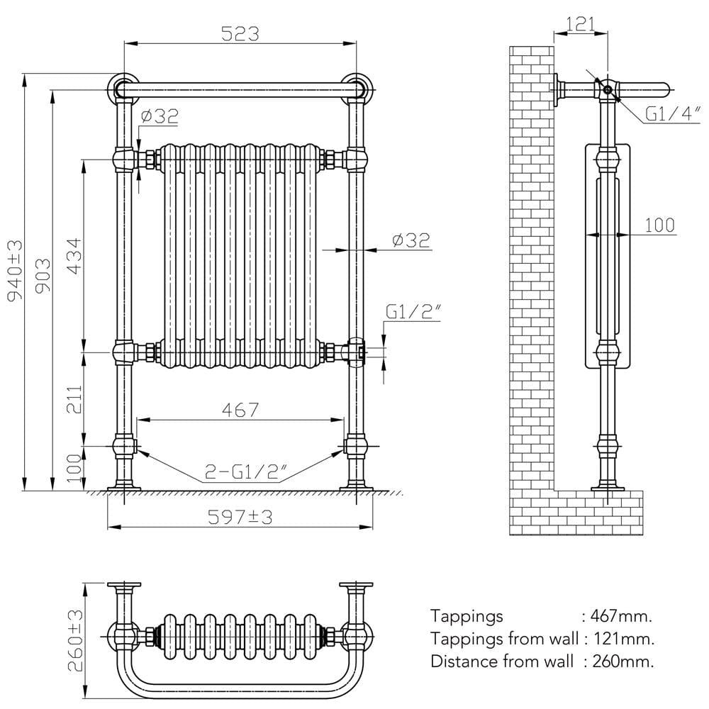 Eastbrook Insert Radiators Eastbrook Isbourne Straight Vertical Traditional Radiator in Anthracite