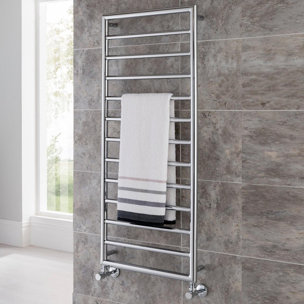 Vogue Designer Towel Radiators Vogue Smooth Straight Vertical Designer Towel Rail in Chrome