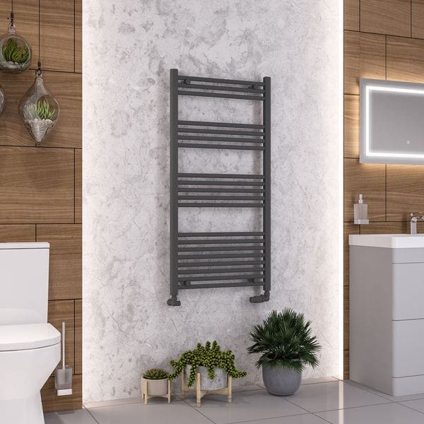 Eastbrook Ladder Rail Eastbrook Wendover Straight Heated Towel Rail in Anthracite 1200 x 600 / Central Heating