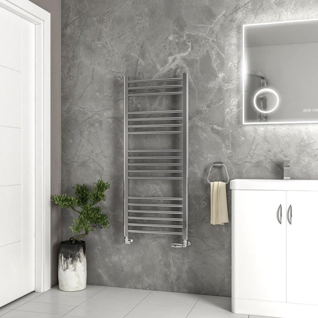 Eastbrook Ladder Rail Eastbrook Wendover Straight Vertical Heated Towel Rail in Polished Stainless Steel 1200 x 500 / Central Heating