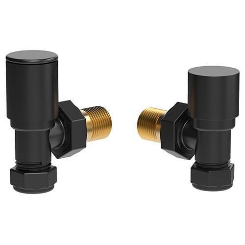 Vogue Radiator Valves Vogue Arne Round Manual Angled Valves - Satin Black - VL003 15MMAP-ZSB