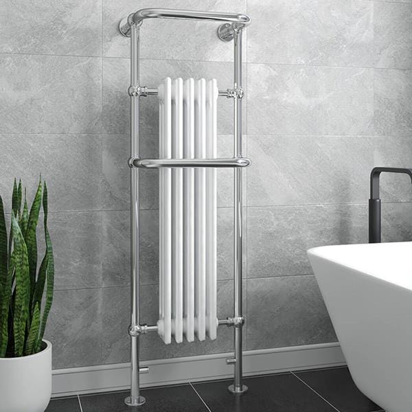 Vogue Insert Radiators Vogue Regency Tall Straight Traditional Floor Mounted Radiator in Chrome/White