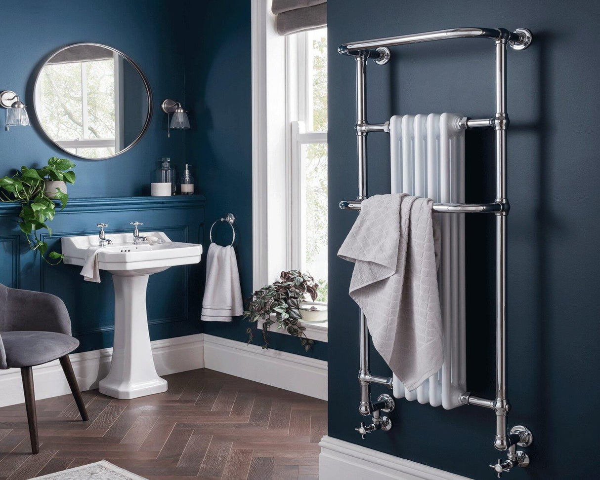 Vogue Insert Radiators Vogue Regency Tall Straight Traditional Wall Mounted Radiator in Chrome/White Dual Fuel