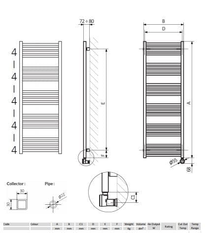Crosswater Ladder Rails Crosswater MPRO Designer Vertical Towel Radiator in Matt Black
