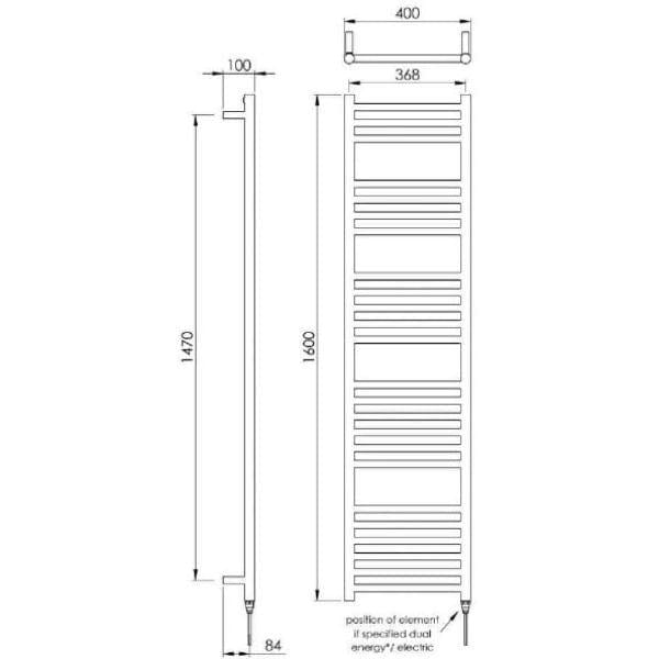 Vogue Ladder Rail Vogue Chube Straight Ladder Rail in Polished Stainless Steel