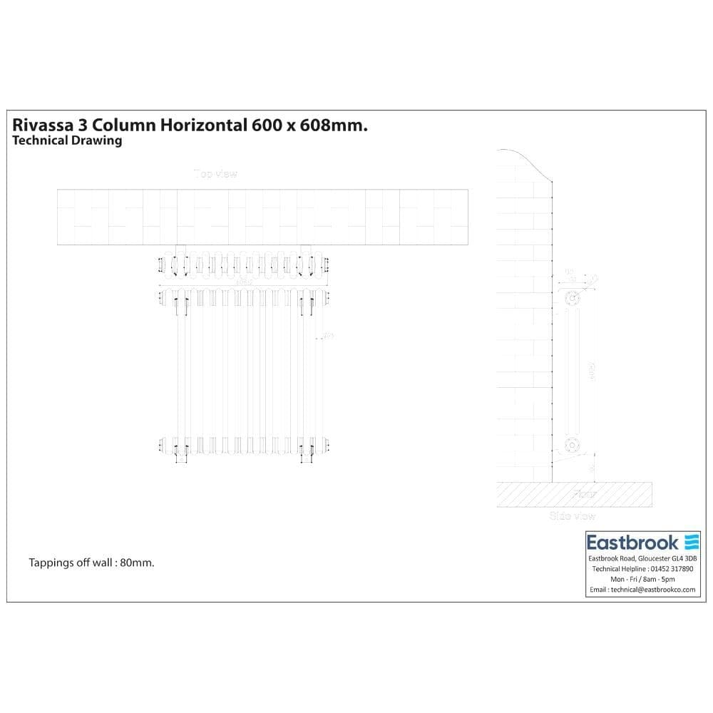 Eastbrook Column Radiator Eastbrook Rivassa Traditional 3 Column Radiator in Chrome Effect