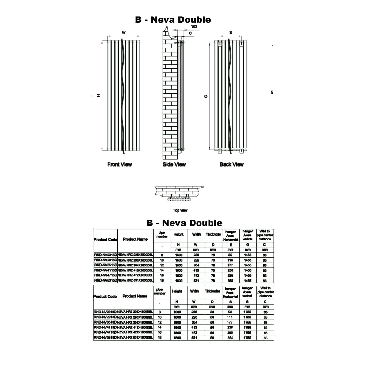 Reina Panel Radiator Reina Neva Vertical Double Panel Central Heating Radiator
