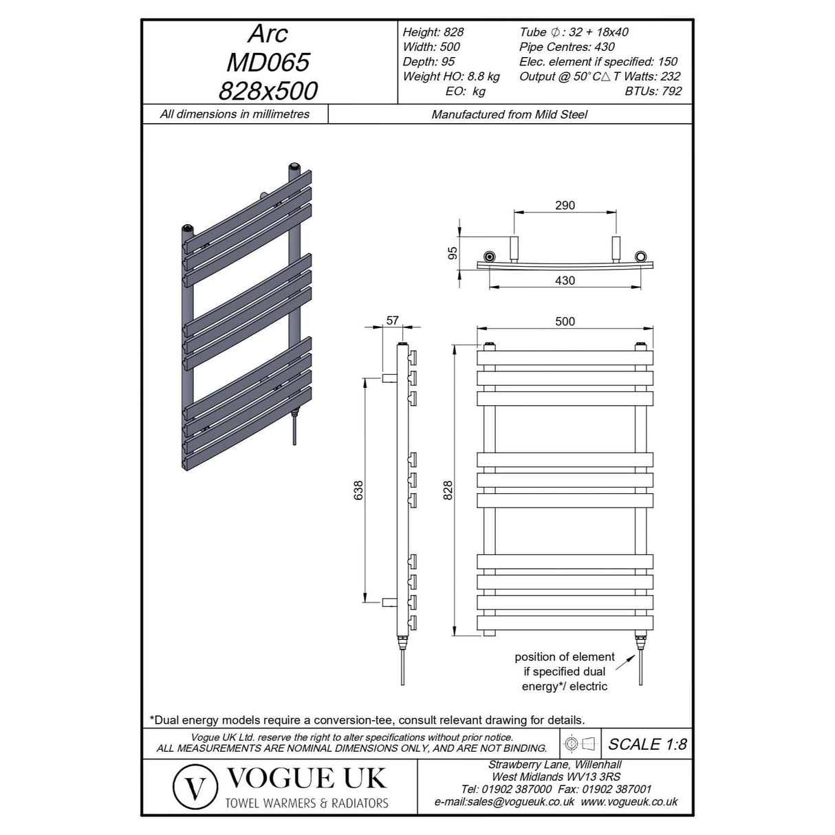 Vogue Designer Towel Radiators Vogue Arc Designer Towel Radiator in Chrome 828 x 500 / Central Heating