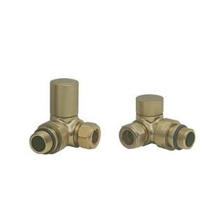 Totally Rads Radiator Valves Redroom Corner Manual Round Radiator Valves (Pair) Brushed Brass