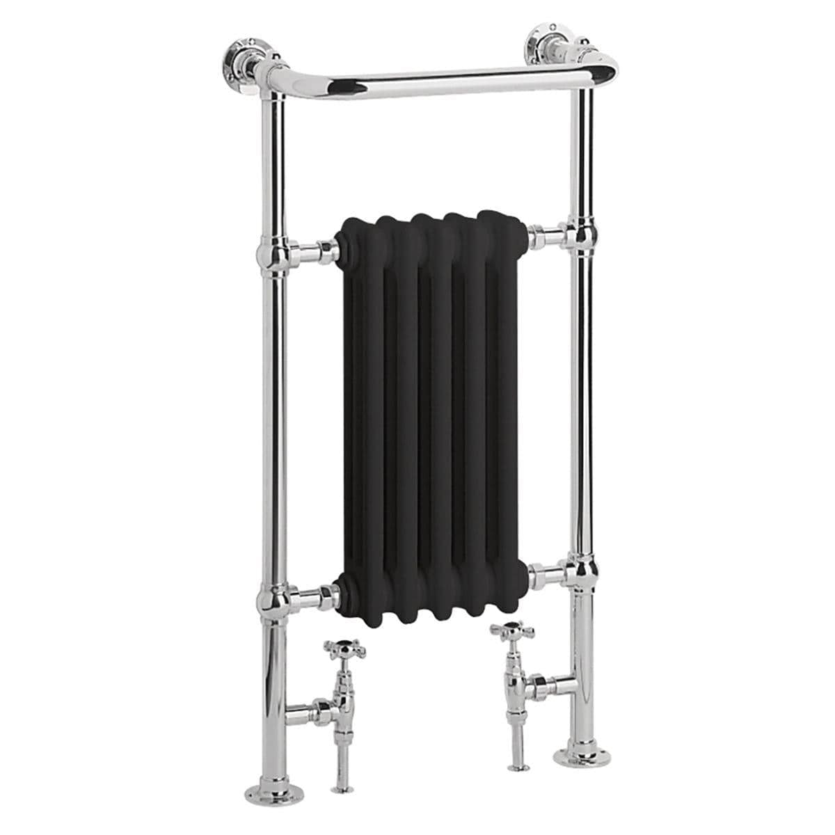 Heritage Insert Radiator Heritage Baby Clifton Traditional Floor Mounted Radiator - 940 x 498mm Chrome/Black