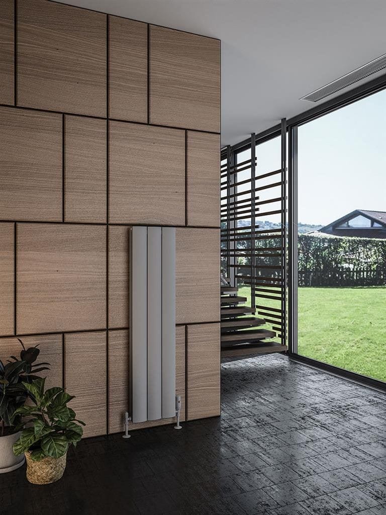 Eastbrook Panel Radiator Eastbrook Guardia Straight Vertical Aluminium Radiator in Matt Grey 1200 x 280mm