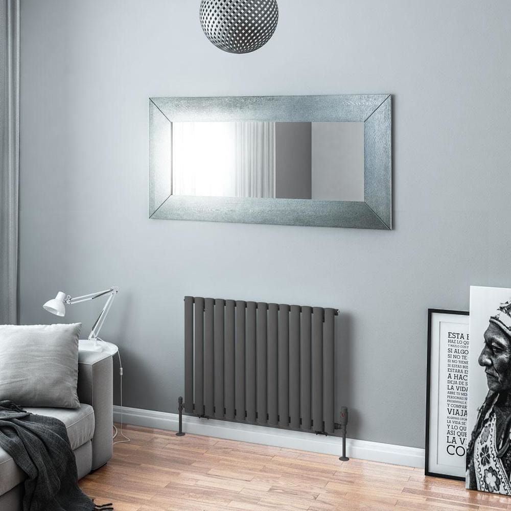 Eastbrook Panel Radiator Eastbrook Tunstall Straight Horizontal Designer Radiator in Matt Anthracite 600 x 825mm