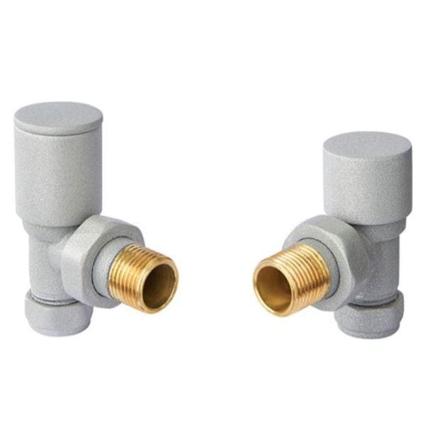 Vogue Radiator Valves Vogue Arne Round Manual Angled Valves - Grey Sparkle - VL003 15MMAP-ZGS