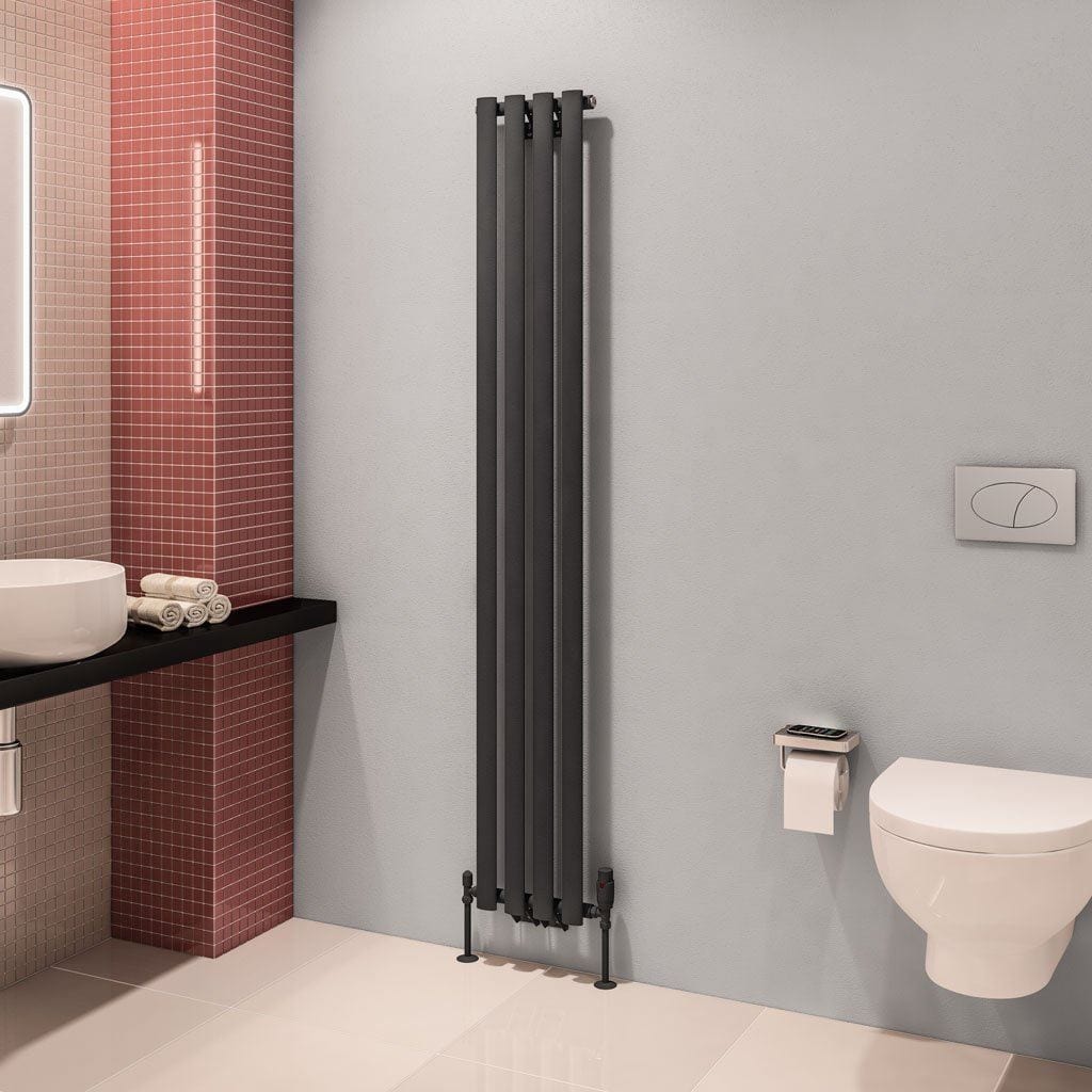Eastbrook Panel Radiators Eastbrook Tunstall Straight Vertical Designer Radiator in Matt Anthracite 1800 x 280