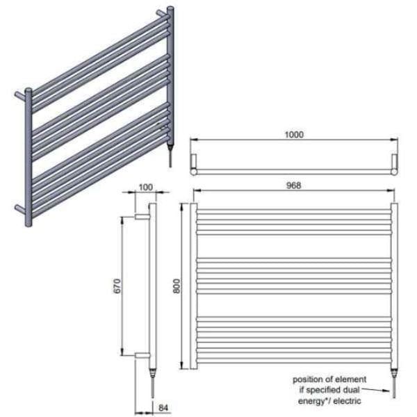 Vogue Ladder Rails Vogue Pearl Straight Ladder Towel Rail in Polished Stainless Steel
