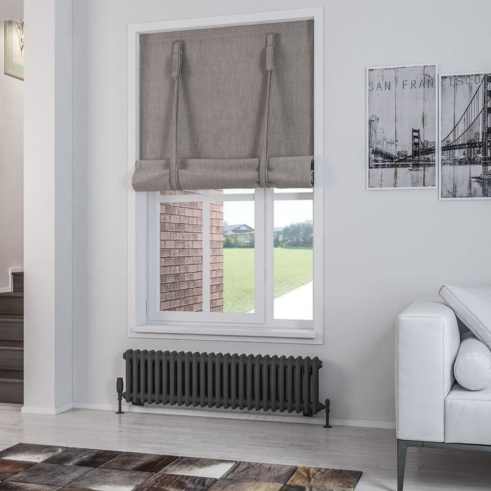 Eastbrook Column Radiator Eastbrook Rivassa Traditional 2 Column Radiator in Matt Anthracite 300 x 1148 / Central Heating