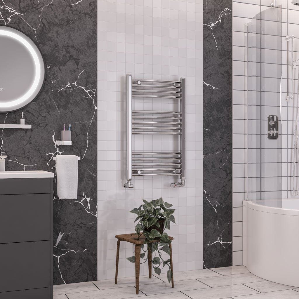 Eastbrook Ladder Rails Eastbrook Wendover Curved Vertical Heated Towel Rail in Chrome 800 x 500 / Dual Fuel