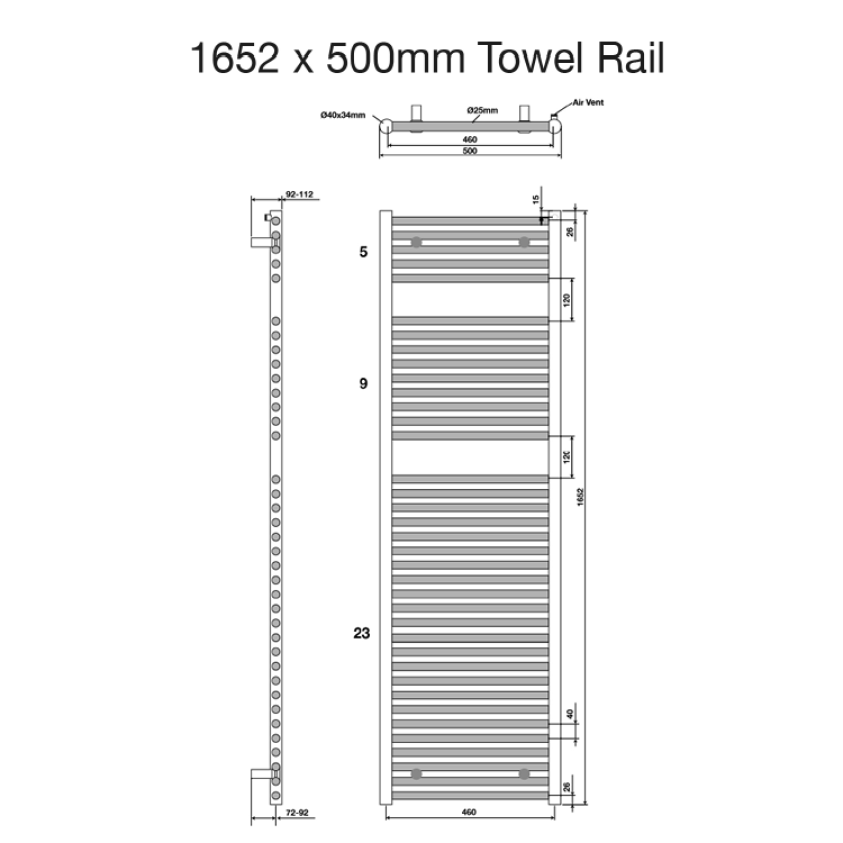 Tissino Hugo2 Designer Towel Radiator in Anthracite