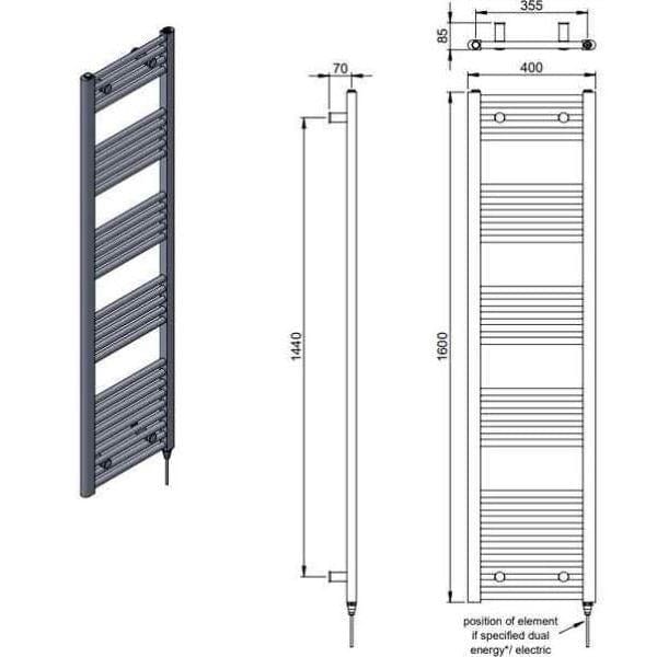Vogue Ladder Rails Vogue Axis Straight Ladder Towel Rail in Chrome