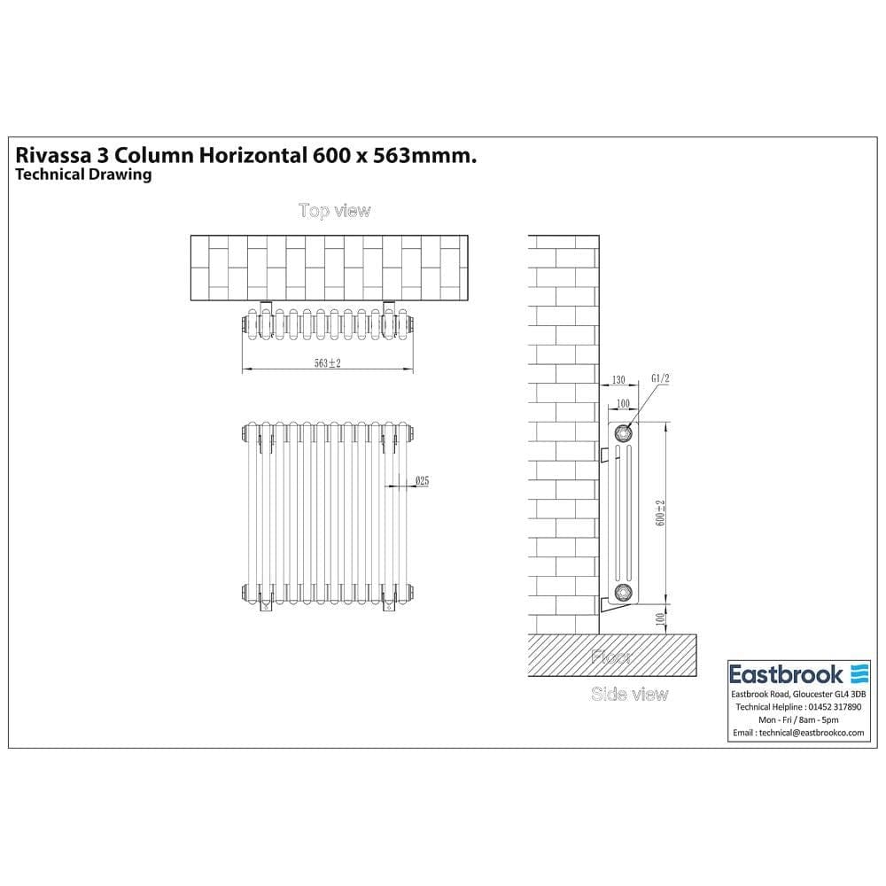 Eastbrook Rivassa Traditional 3 Column Radiator in Matt Anthracite