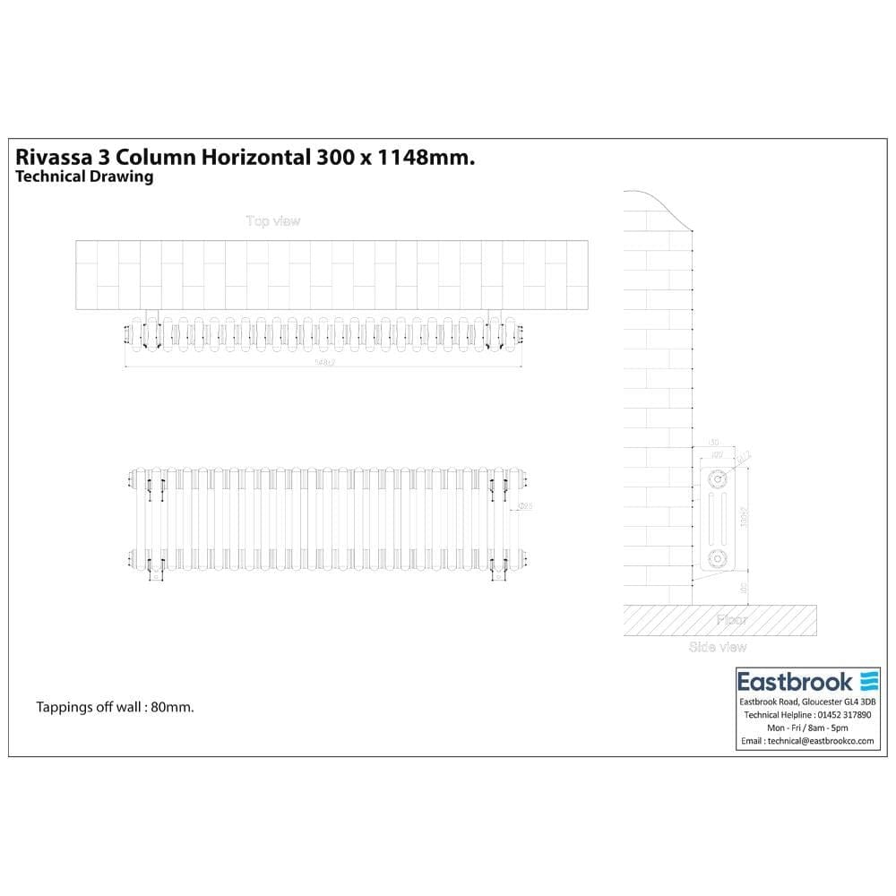 Eastbrook Rivassa Traditional 3 Column Radiator in White