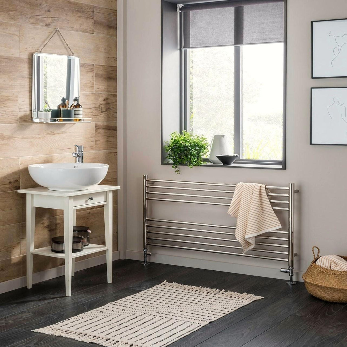 Vogue Ladder Rails Vogue Pearl Straight Ladder Towel Rail in Polished Stainless Steel 800 x 750 / Electric Only