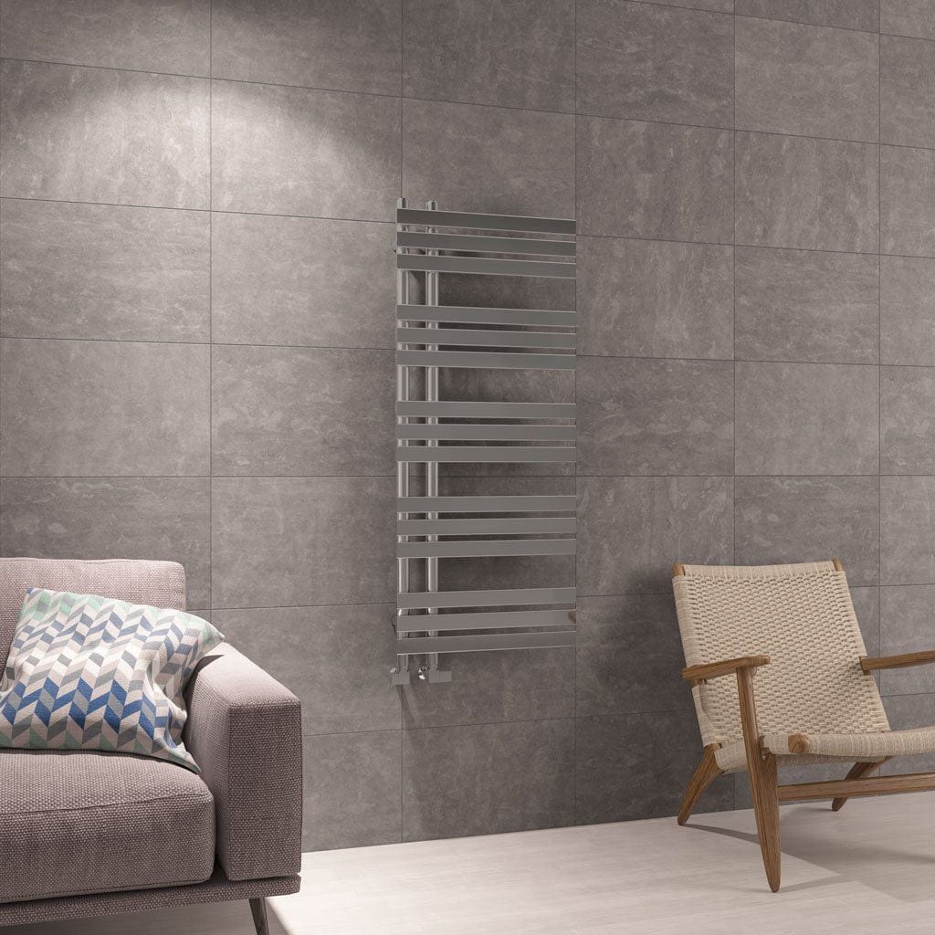 Eastbrook Designer Towel Radiators Eastbrook Leonardo Straight Vertical Heated Towel Rail in Chrome 1200 x 500mm / Electric Only