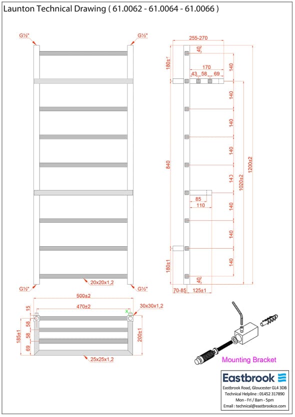 Eastbrook Designer Towel Radiator Eastbrook Launton Straight Vertical Heated Towel Rail in Chrome