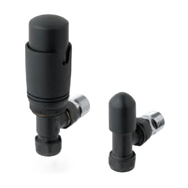 Totally Rads Eastbrook Biava Thermostatic Angled Radiator Valve and Lockshield - Matt Anthracite - 41.3024