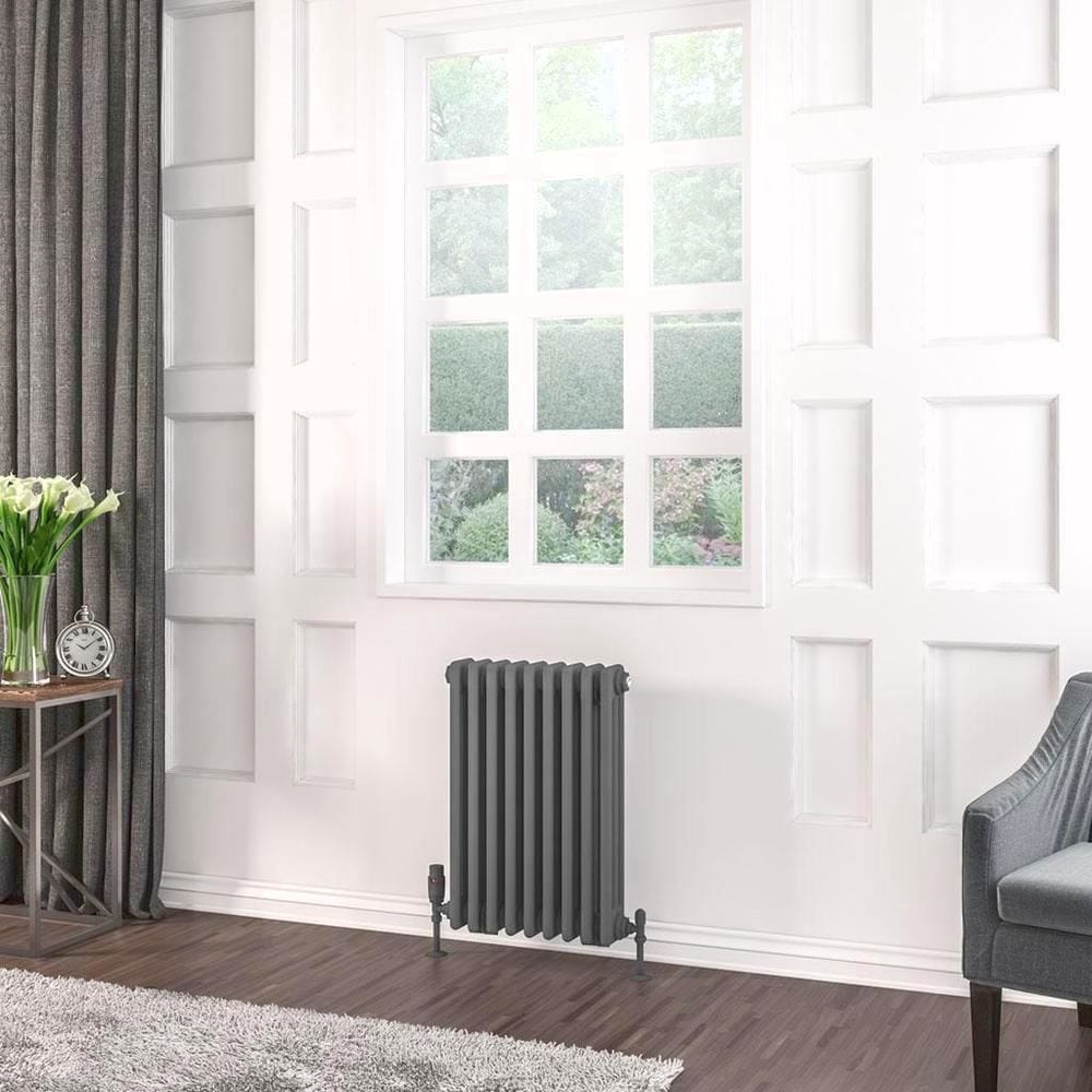 Eastbrook Column Radiator Eastbrook Rivassa Traditional 3 Column Radiator in Matt Anthracite 600 x 428 / Electric Only