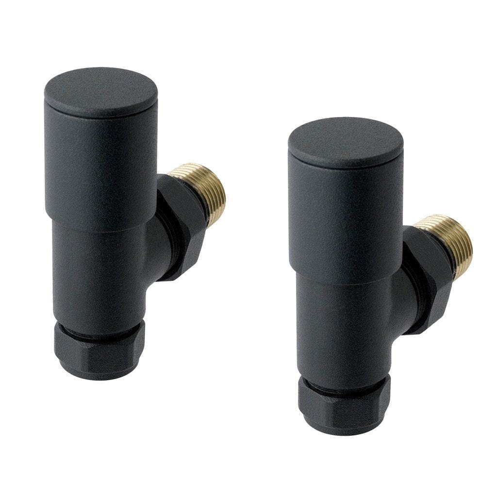 Totally Rads Eastbrook Round Head Angled Manual Radiator Valves Pair - Matt Anthracite - 41.3015