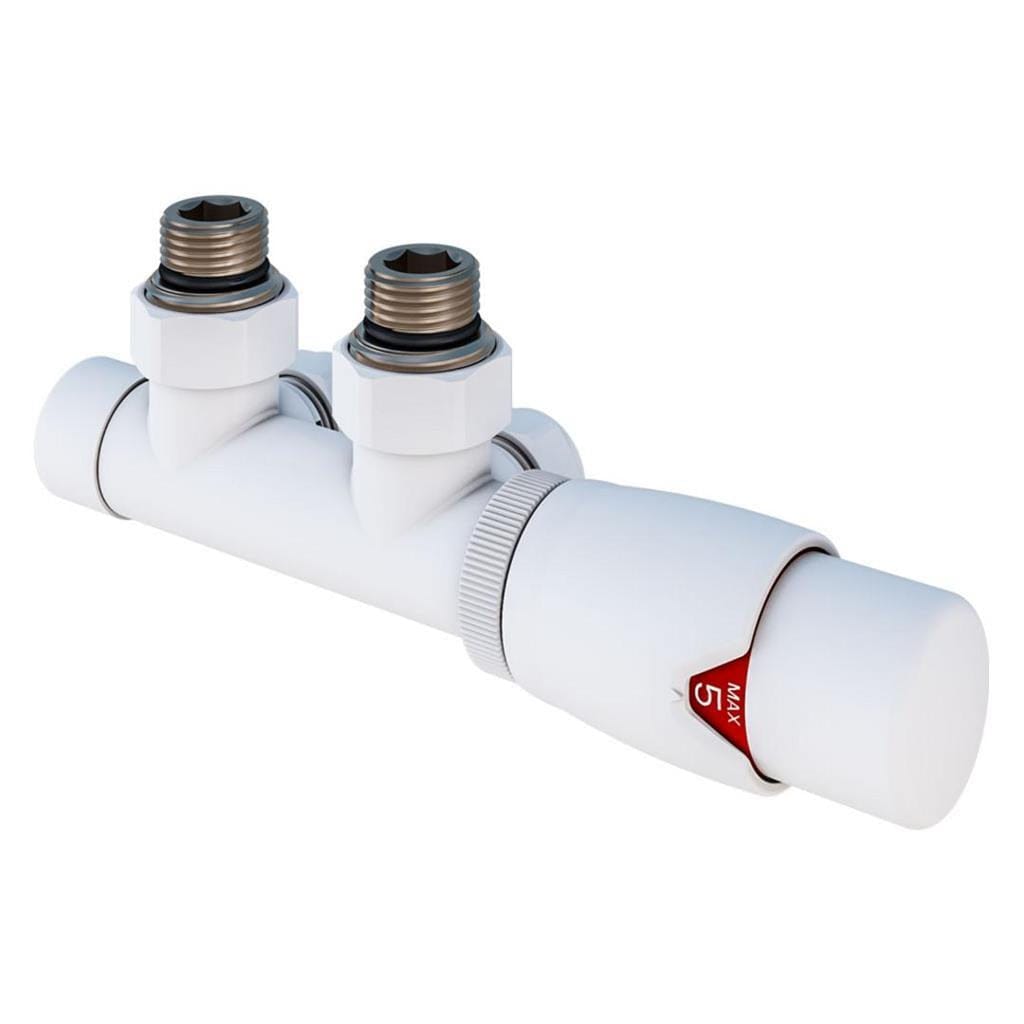 Totally Rads Radiator Valves Eastbrook Angled Twin Inlet Thermostatic Radiator Valve 15mm White