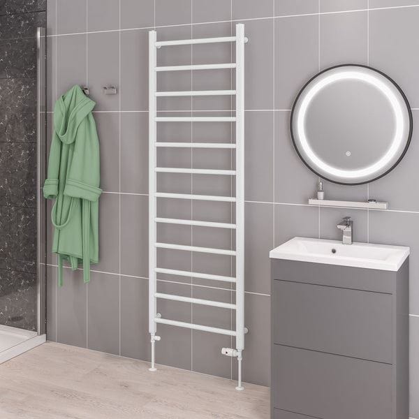 Eastbrook Eastbrook Tuscan Round Heated Towel Rail in White 1750 x 600mm / Electric Only