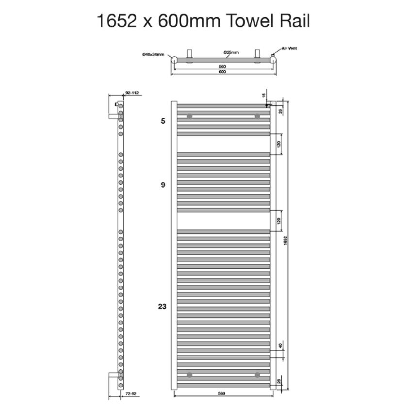 Tissino Ladder Rails Tissino Hugo2 Designer Towel Radiator in Matt Black