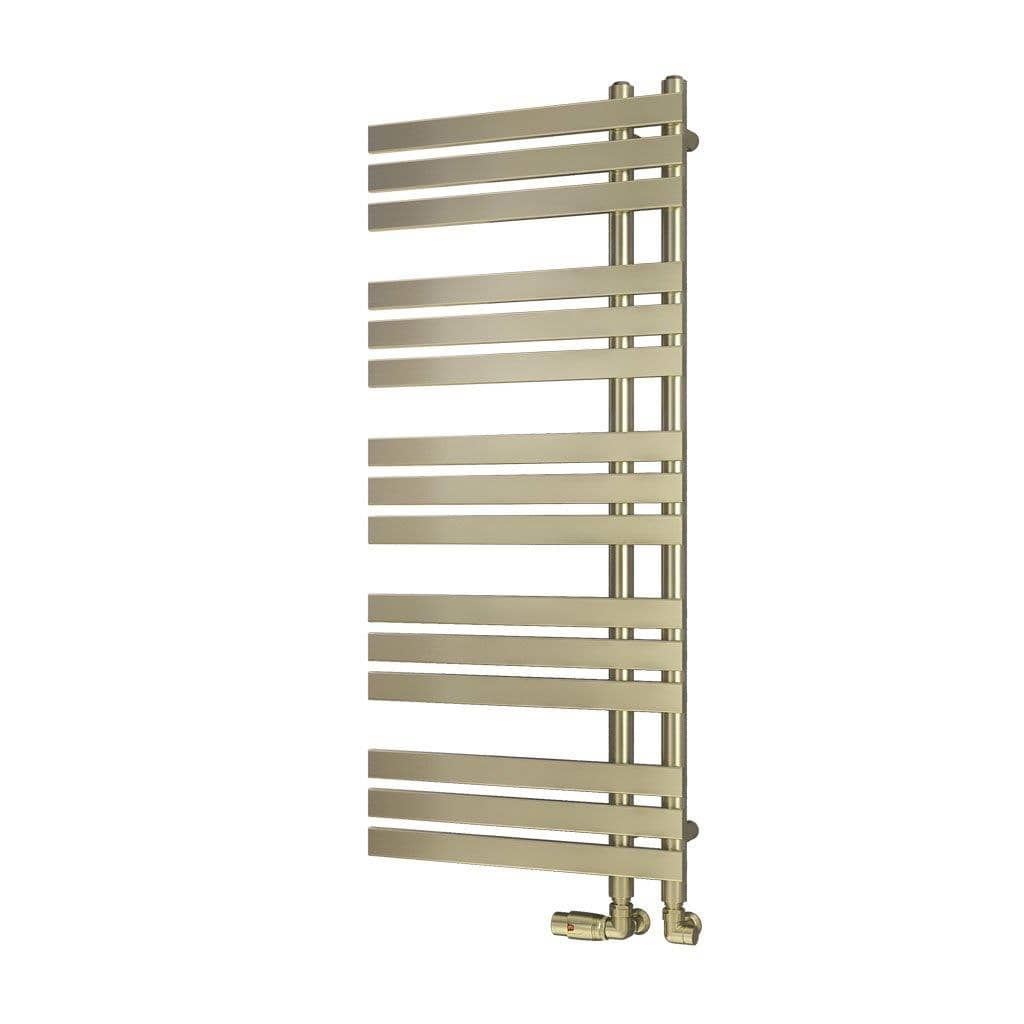 Eastbrook Designer Towel Radiator Eastbrook Leonardo Straight Vertical Heated Towel Rail in Brushed Brass 1200 x 500mm / Central Heating