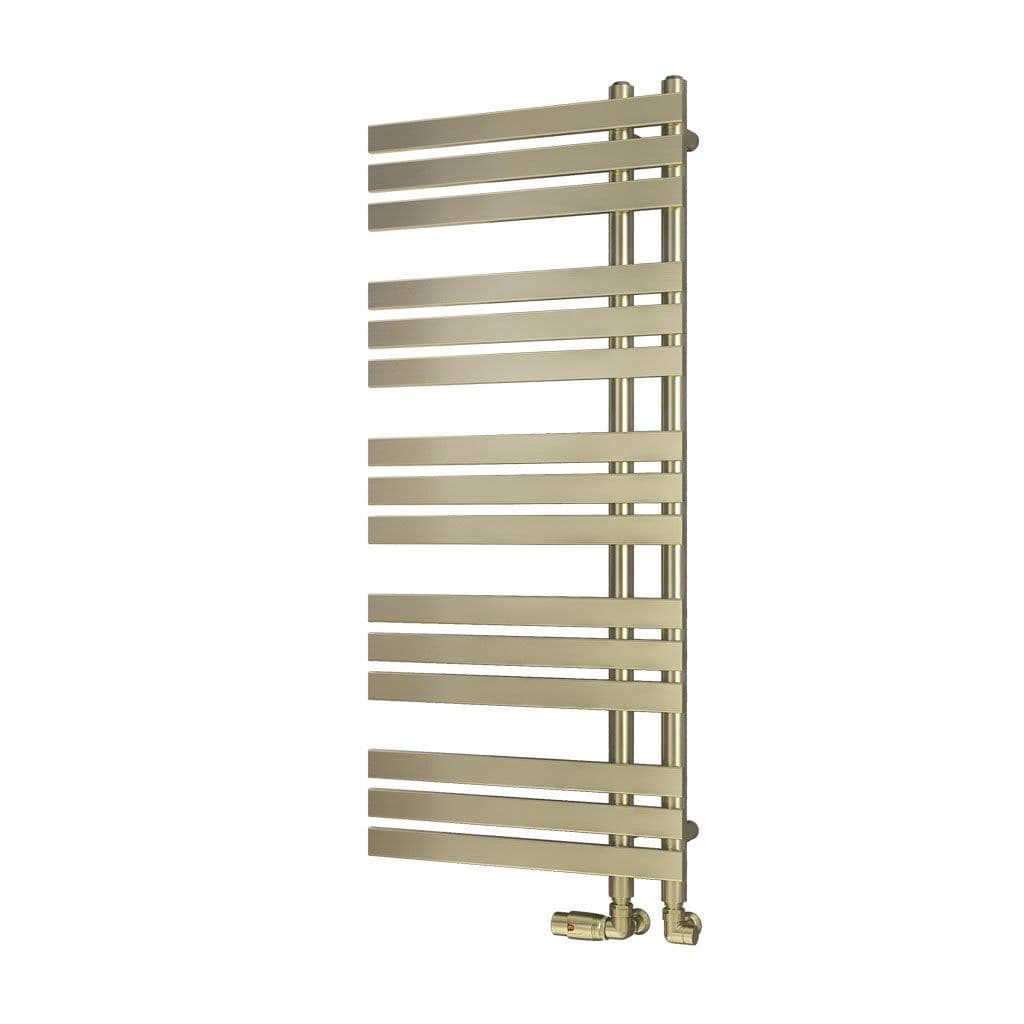 Eastbrook Designer Towel Radiators Eastbrook Leonardo Straight Vertical Heated Towel Rail in Brushed Brass 1200 x 500mm / Central Heating