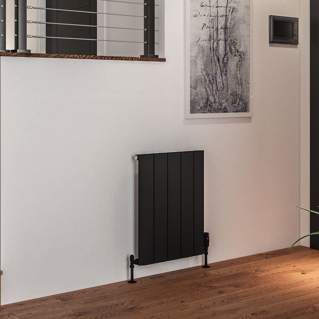 Eastbrook Panel Radiators Eastbrook Peretti Straight Horizontal Aluminum Radiator in Matt Black 600 x 470 / Central Heating