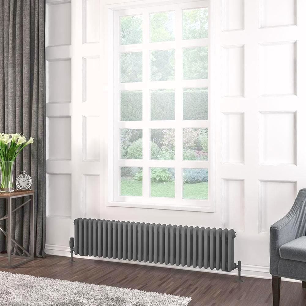 Eastbrook Column Radiator Eastbrook Rivassa Traditional 3 Column Radiator in Matt Anthracite 300 x 1373 / Electric Only