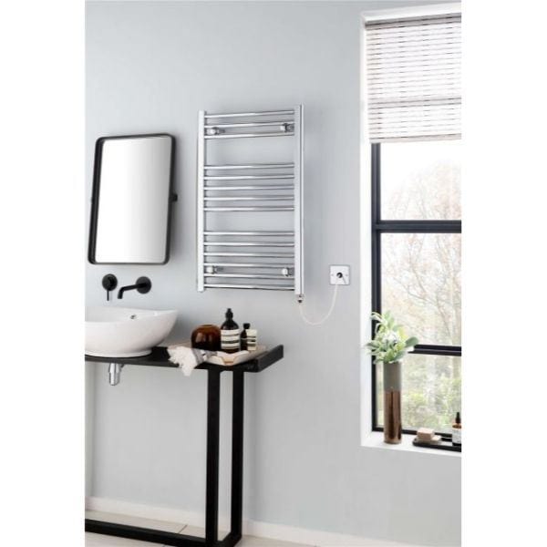 Vogue Ladder Rails Vogue Focus Straight Towel Rail in White 800 x 300 / Electric Only