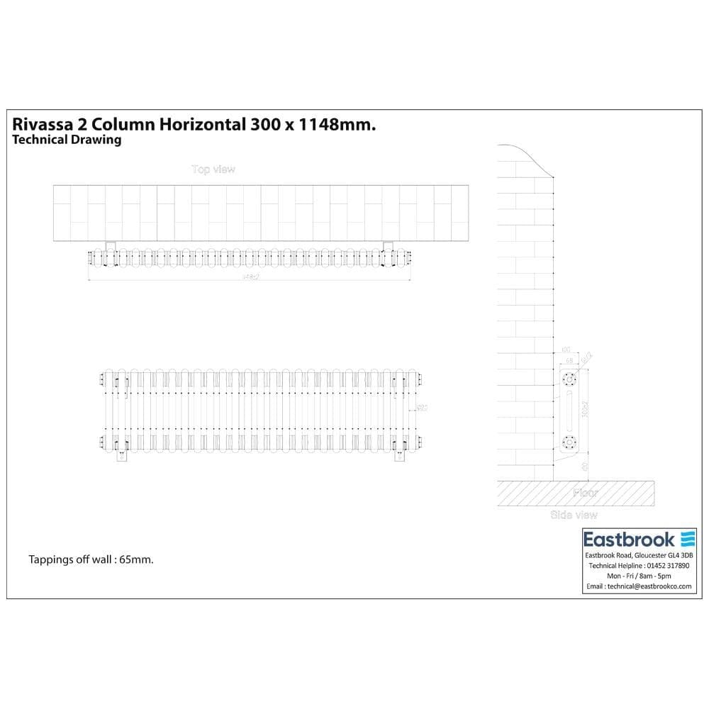 Eastbrook Column Radiator Eastbrook Rivassa Traditional 2 Column Radiator in Matt Anthracite