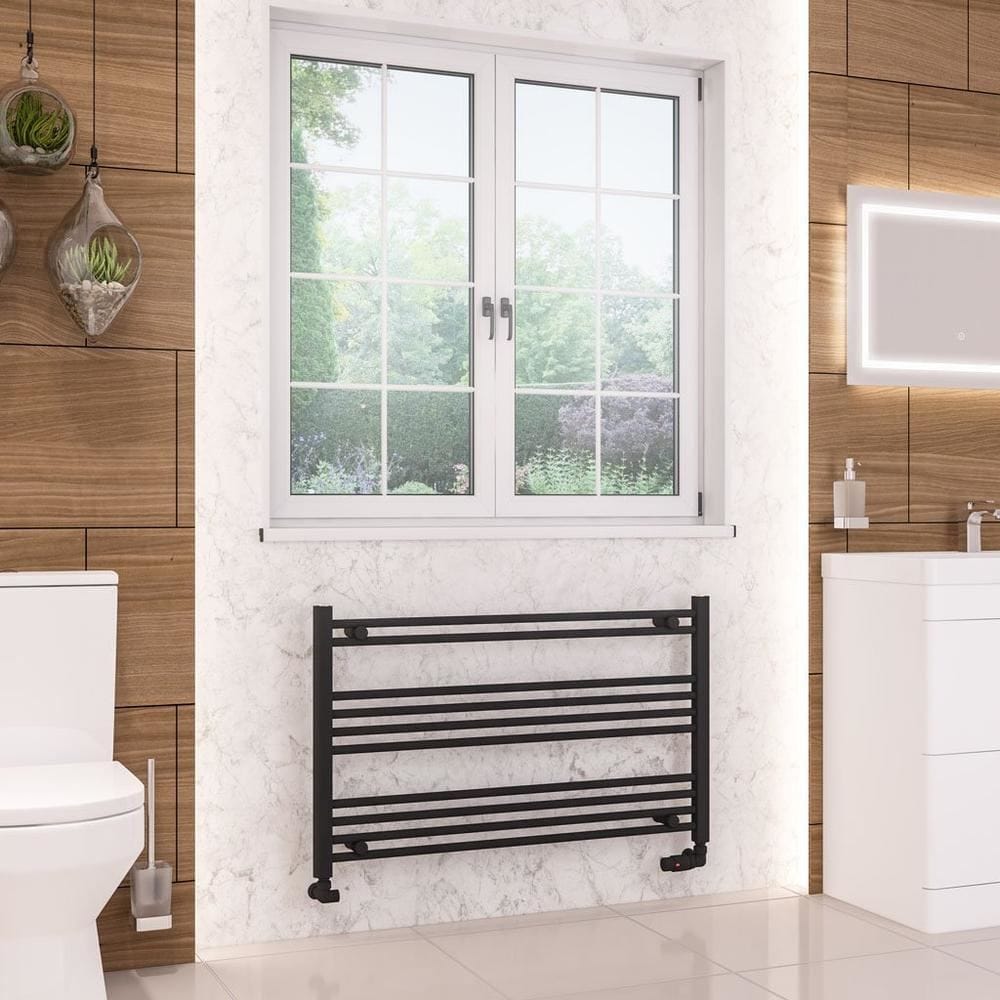 Eastbrook Ladder Rails Eastbrook Wendover Straight Vertical Heated Towel Rail in Matt Black 600 x 1000 / Central Heating