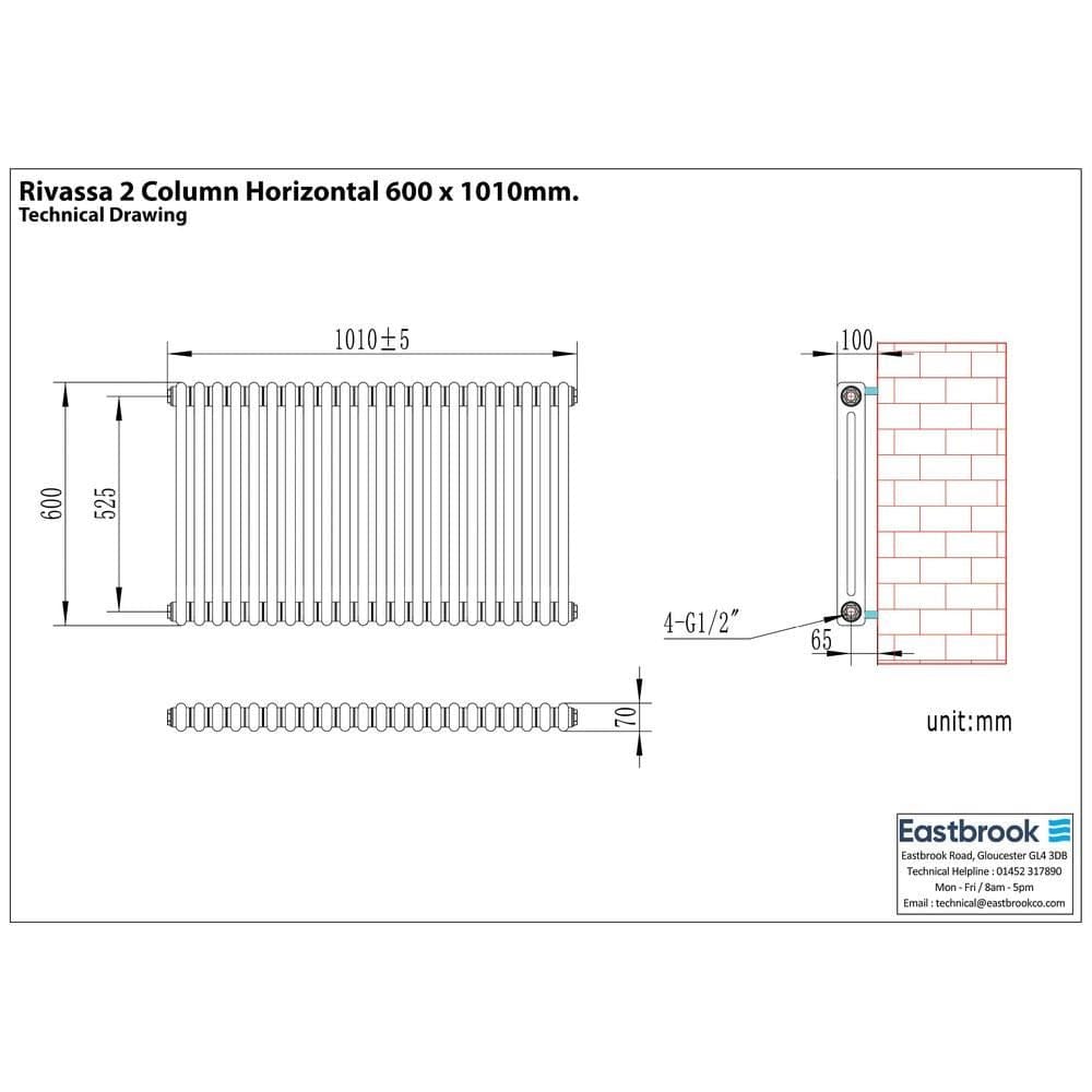 Eastbrook Column Radiator Eastbrook Rivassa Traditional 2 Column Radiator in Bronze Effect