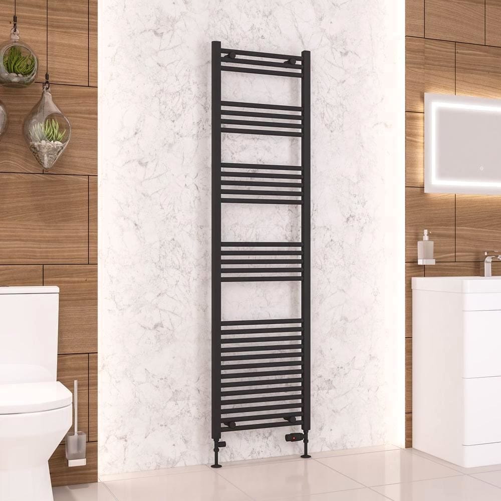 Eastbrook Ladder Rails Eastbrook Wendover Straight Vertical Heated Towel Rail in Matt Black 1800 x 500 / Dual Fuel