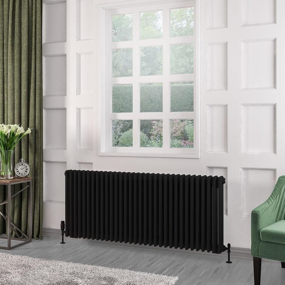Eastbrook Column Radiator Eastbrook Rivassa Traditional 3 Column Radiator in Matt Black 600 x 1460 / Central Heating