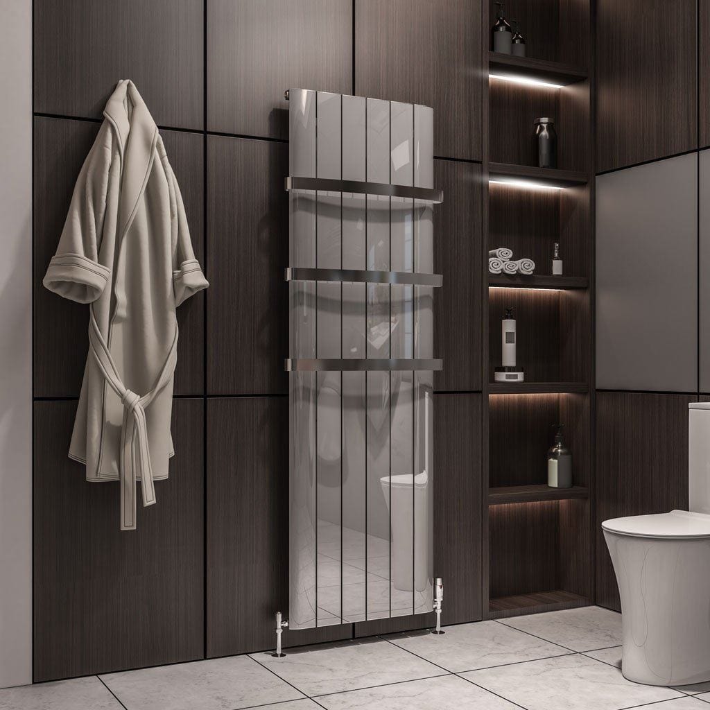 Eastbrook Vertical Panel Radiators Eastbrook Peretti Straight Vertical Aluminium Radiator in Polished Aluminium