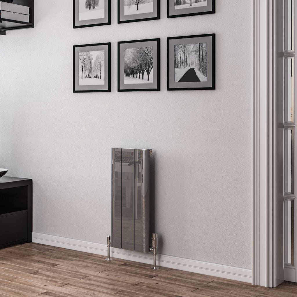 Eastbrook Vertical Panel Radiators Eastbrook Peretti Straight Vertical Aluminium Radiator in Polished Aluminium