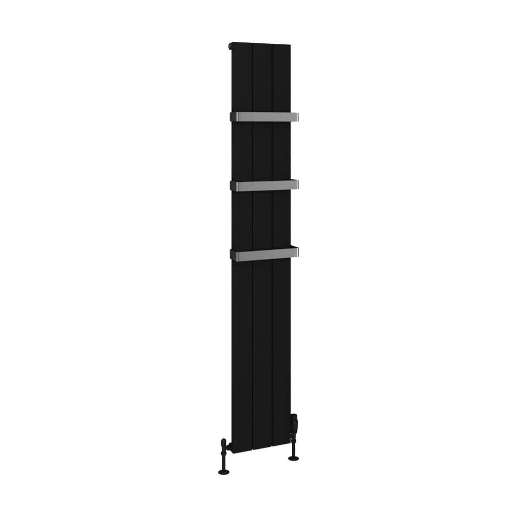 Eastbrook Panel Radiator Eastbrook Rosano Straight Vertical Aluminium Radiator in Matt Black
