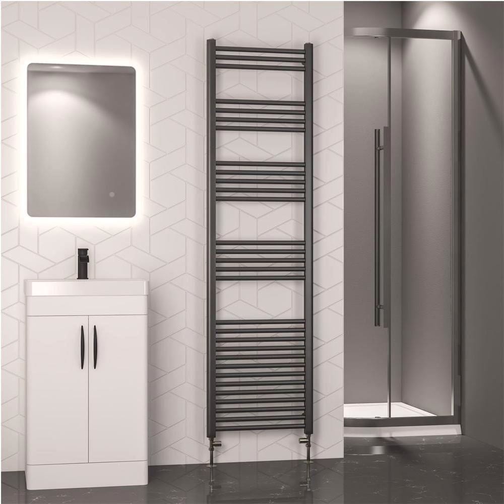 Eastbrook Ladder Rail Eastbrook Wendover Straight Heated Towel Rail in Brushed Gunmetal 1800 x 500mm / Dual Fuel