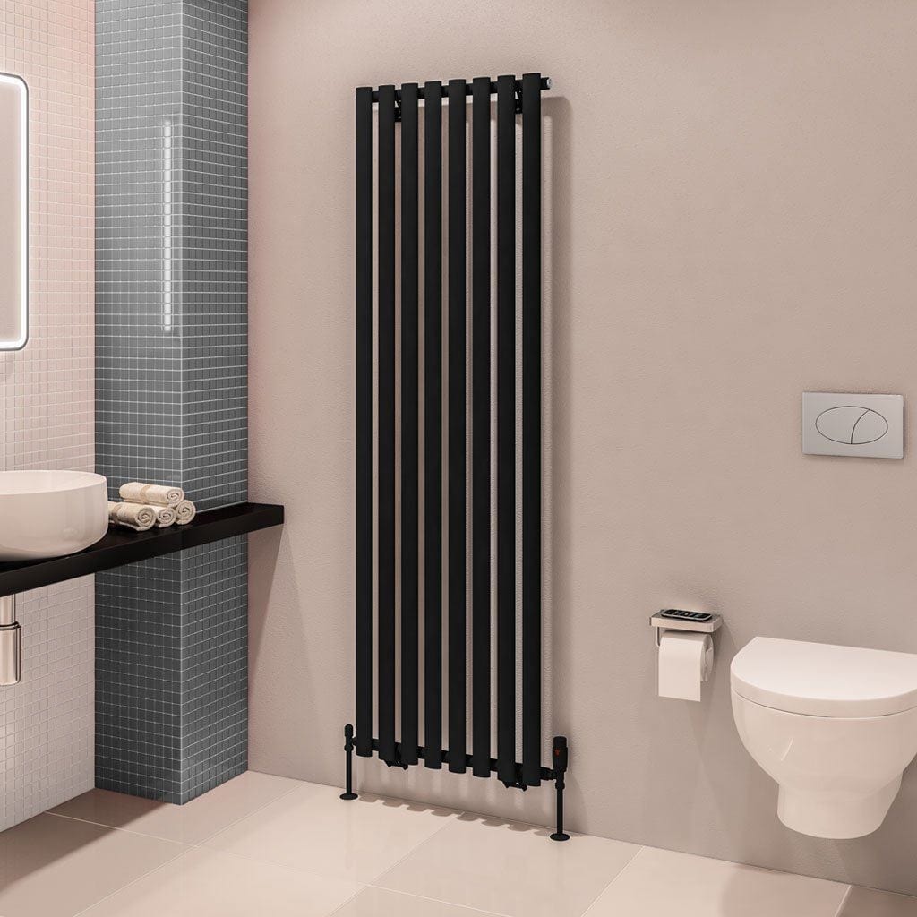 Eastbrook Designer Towel Radiator Eastbrook Tunstall Straight Vertical Designer Radiator in Matt Black 1800 x 560mm